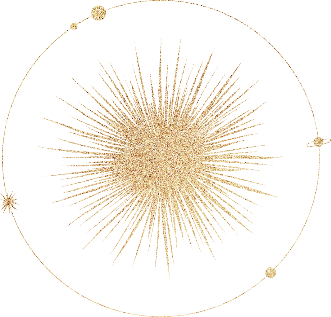 Golden Sun and Moon Celestial Illustration